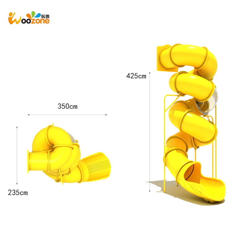 wenzhou commercial kids indoor outdoor playground accessories big plastic children tube spiral slide for playground equipment