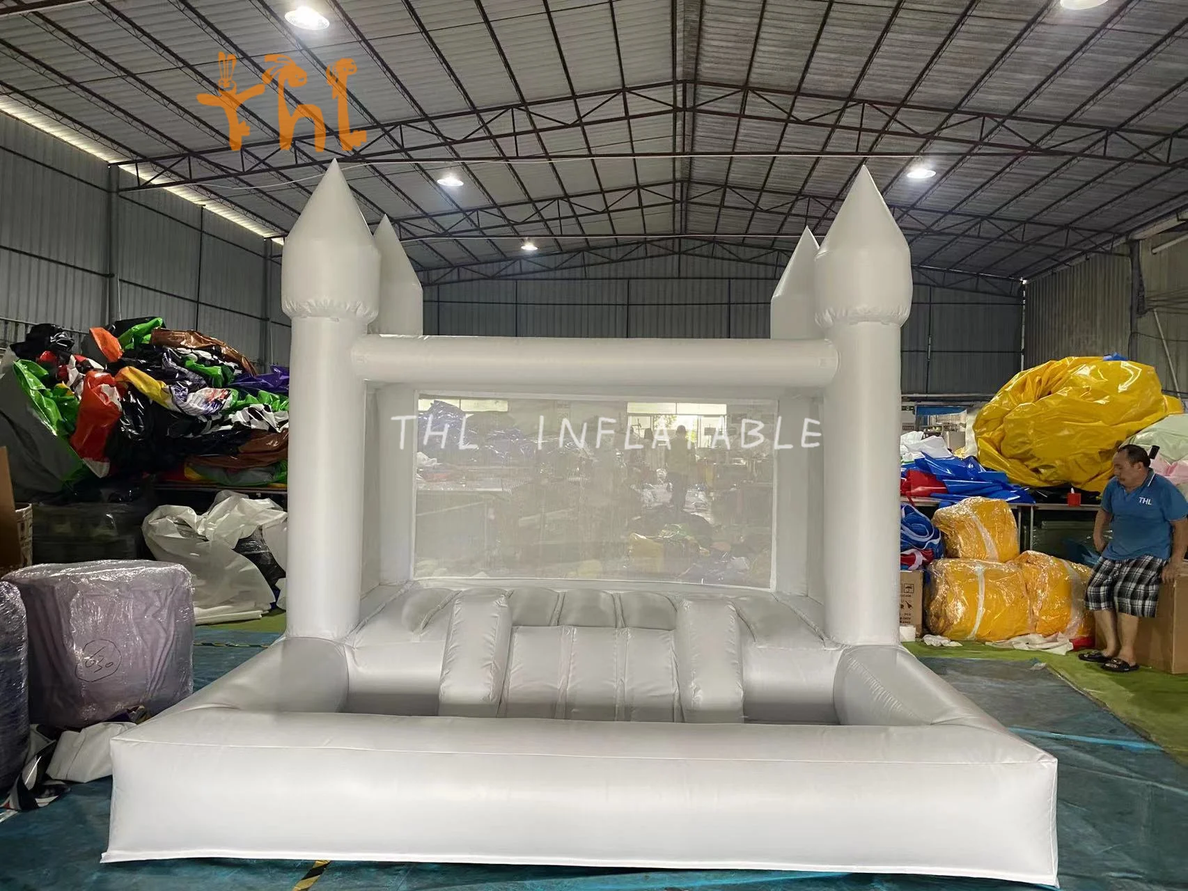 Commercial PVC Bounce House Inflatable Bouncer White Bounce House With Ball Pit For Kids Party