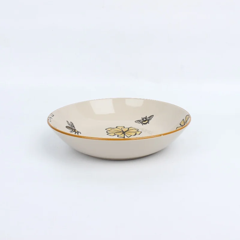 Stoneware dinnerware 18 piece dinner set flower bee pattern design fine china dinnerware