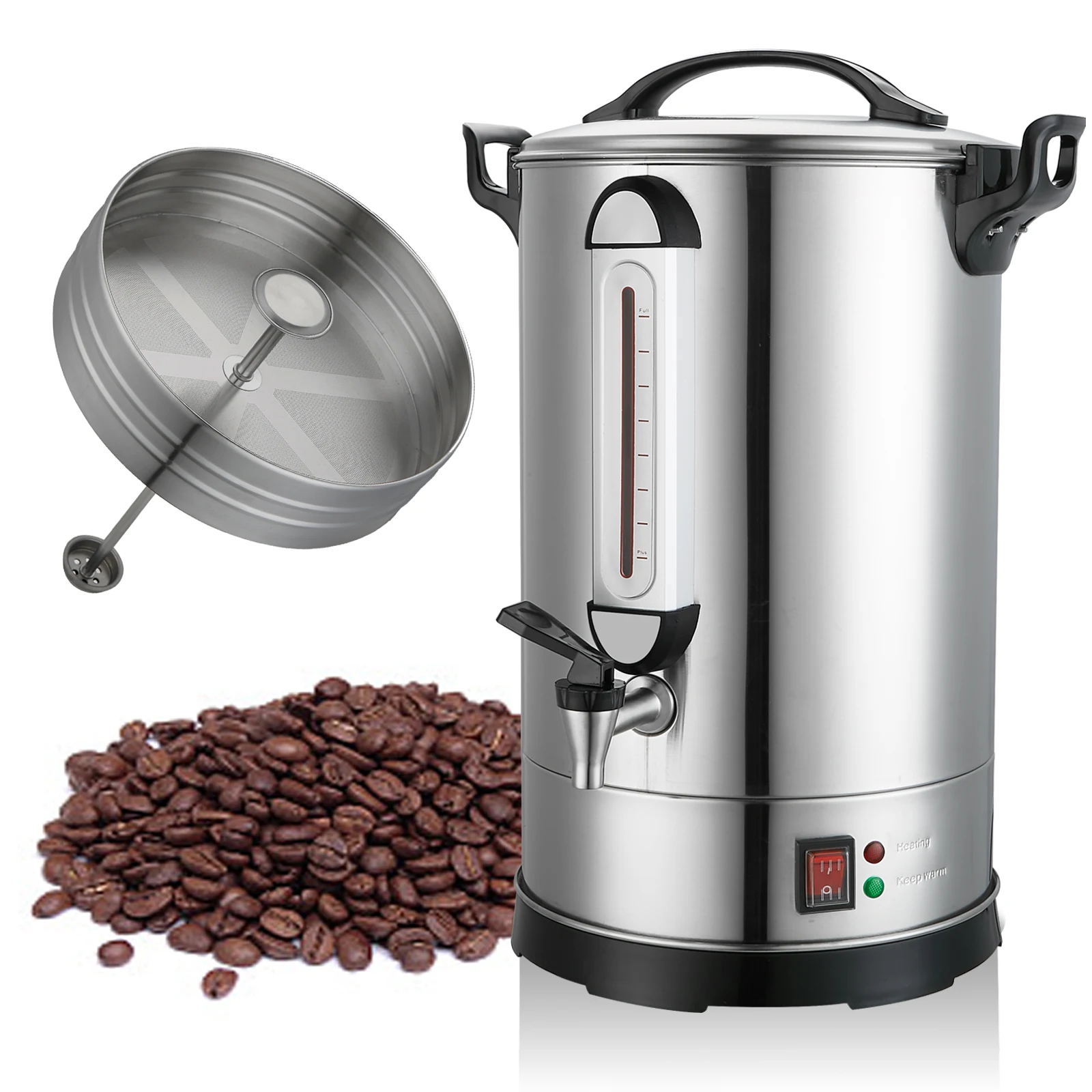 Coffee Percolator 2023 Commercial 304 Double Wall Stainless Steel Electric Silver Removable Cappuccino Machine 950-2000W 30-180