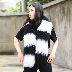 CX-S-134D Professional Design Mongolian Tibet Lamb Fur Lady Winter Scarf