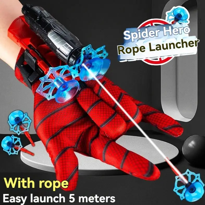 Cosplay Spider Man Toys Pretend Super Man Bow And Arrow Launcher Web Shooter Safety Wrist Toys Games For Kids