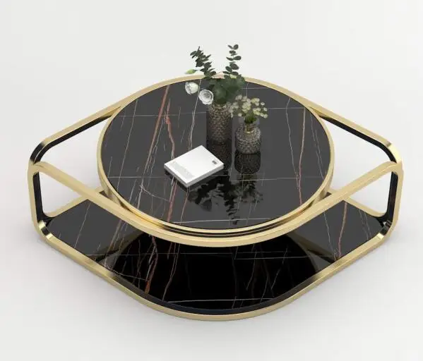 
newest design luxury stainless steel base coffee table 