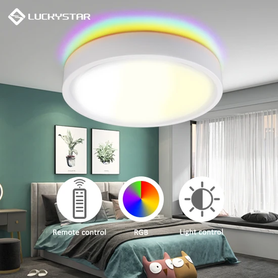 Светильник светодиодный потолочный LUCKYSTAR smart CCT RGB с дистанционным управлением, IP20, 24 Вт
