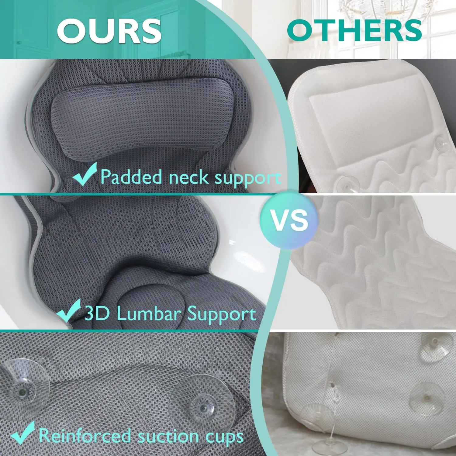 Luxury Thick Full Body Bath Pillows Mat Cushion for Bathtub Headrest Neck Shoulder Support Relaxation Spa Accessories