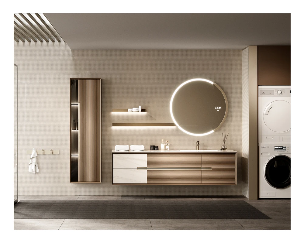 Particleboard MDF plywood solid wood with acyclic lacquer mat high glossy  PVC PET  melamine finished bathroom vanity cabinet