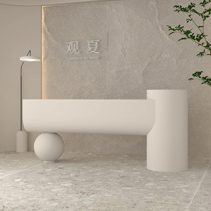 Top quality custom LED reception desk beauty salon design, with monitor customer reception desk