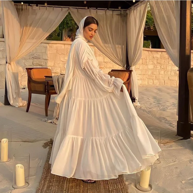 Rayon Umbrella Abaya Dubai Abaya Muslim Open Abaya Sets for Muslim Women Muslim Women Dress 2023 Islamic Modern Customized Logo