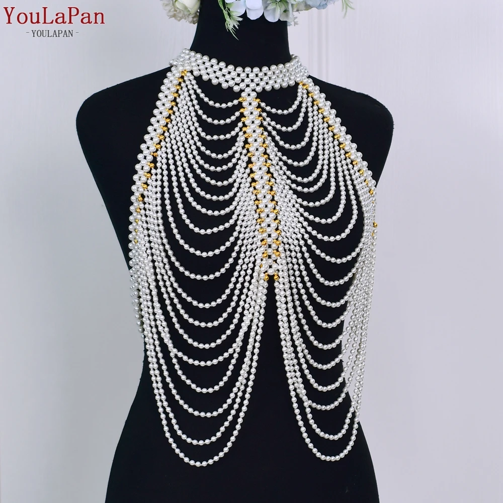 YouLaPan G48 Fashionable Handmade Beaded Pearl Crystal Bridal Tassel Shawl, Dress And Gown Accessories