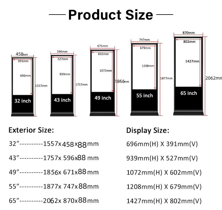 Manufacture Weatherproof Double Sided 65 inches Infokiosk outdoor non-touch digital signage