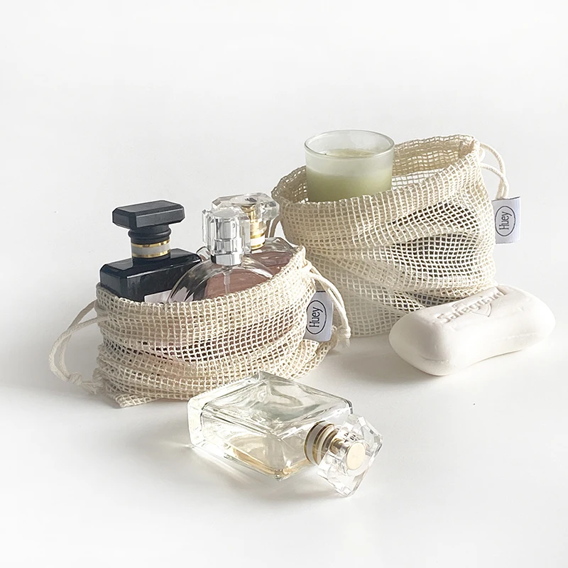 Reusable Eco friendly cotton grocery bag net produce organic mesh Toy blocks bag