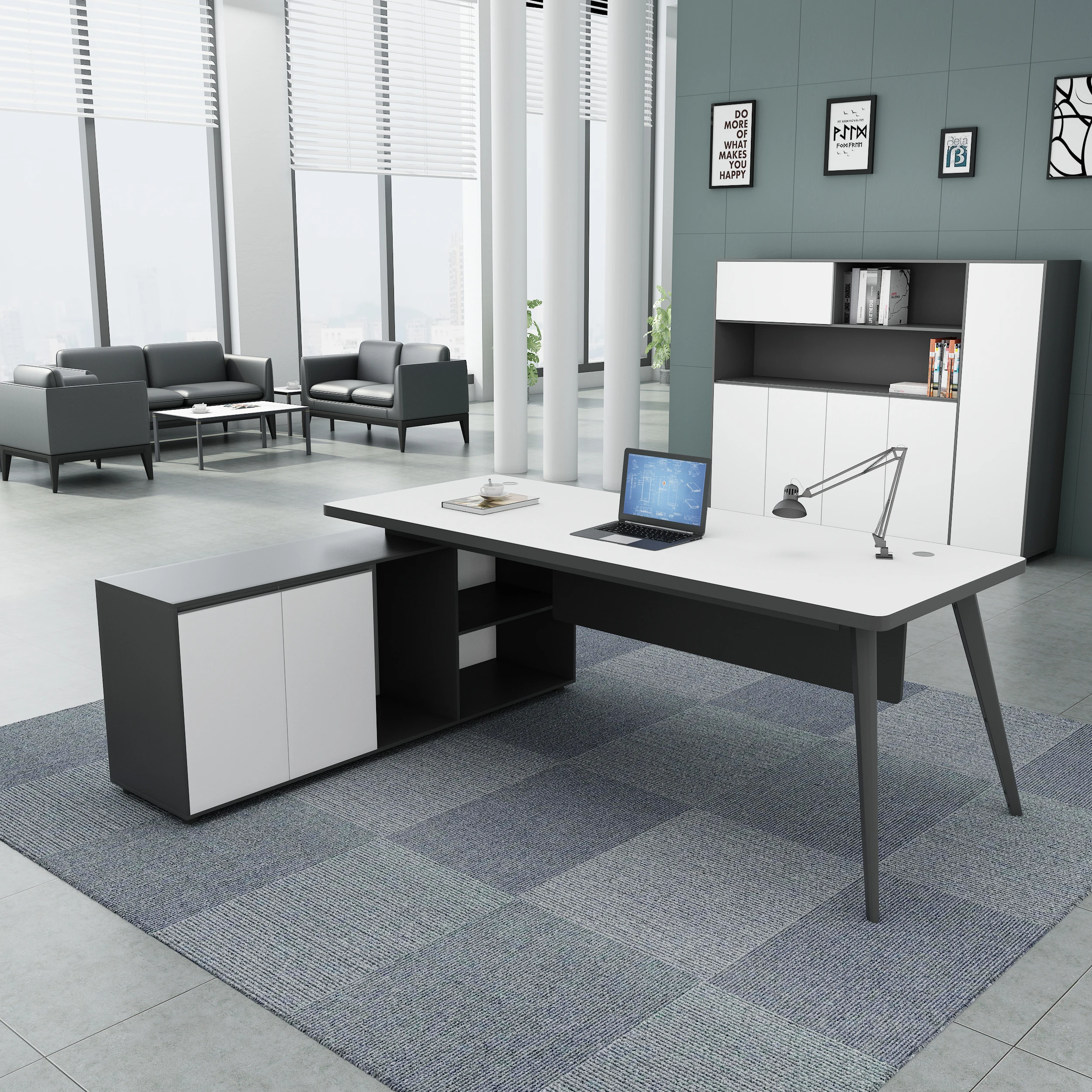 Modern Wooden Office Desk set L shape Furniture Luxury Executive Office Works Manage Table Corner Office desk