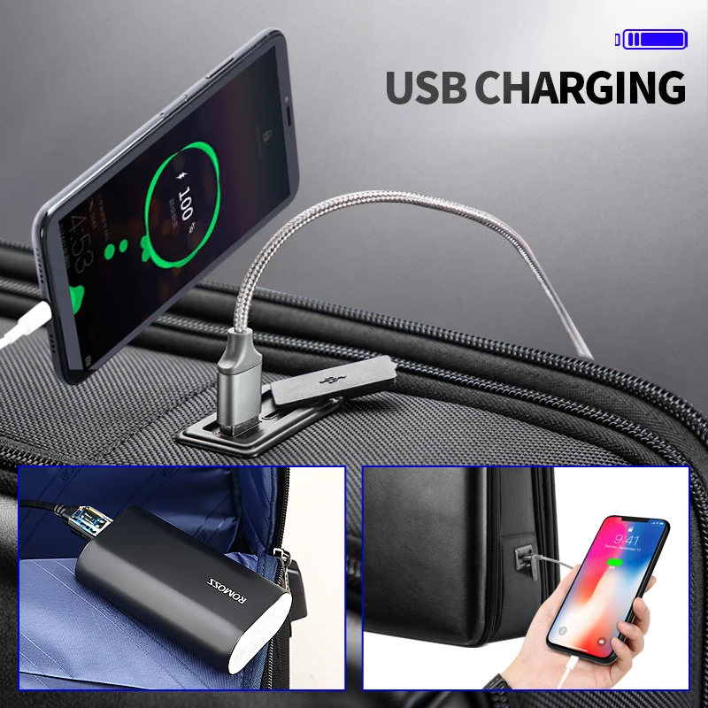 BOPAI Wholesale Business Travel Expandable Casual Bag Pack Anti Theft 15.6 Inch Men USB Charging Laptop Backpack