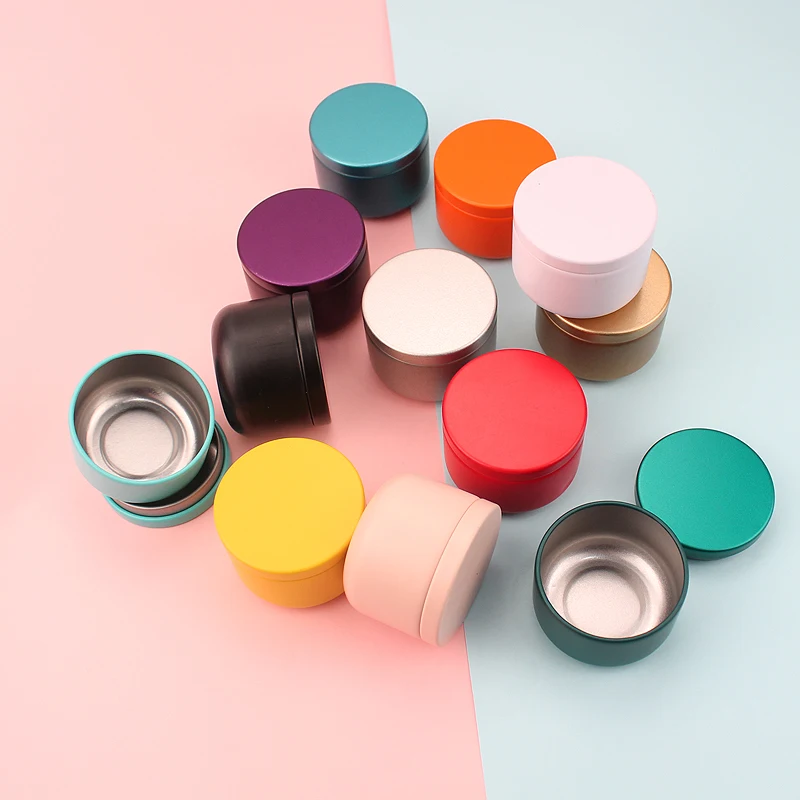 50g Empty Round Metal Candle Jar Tinplate Tea Storage Container Can Gift Candy Box Cosmetic Cream Jar With Screw Lid