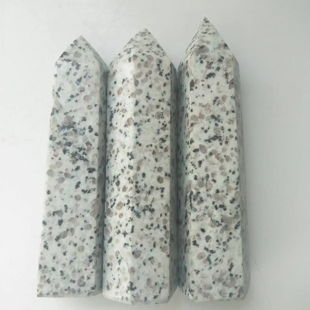 High Quality Natural Healing Stone Dalmatians Tower Kiwi Jasper Crystal Tower