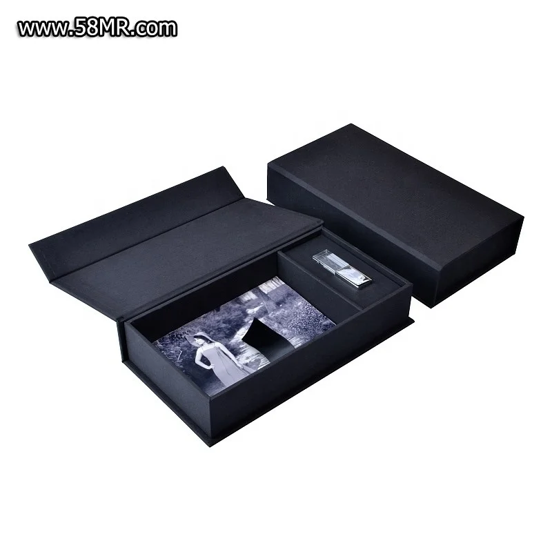 Magnet custom logo linen fabric velvet cloth special art paper photo picture album storage packaging gift box