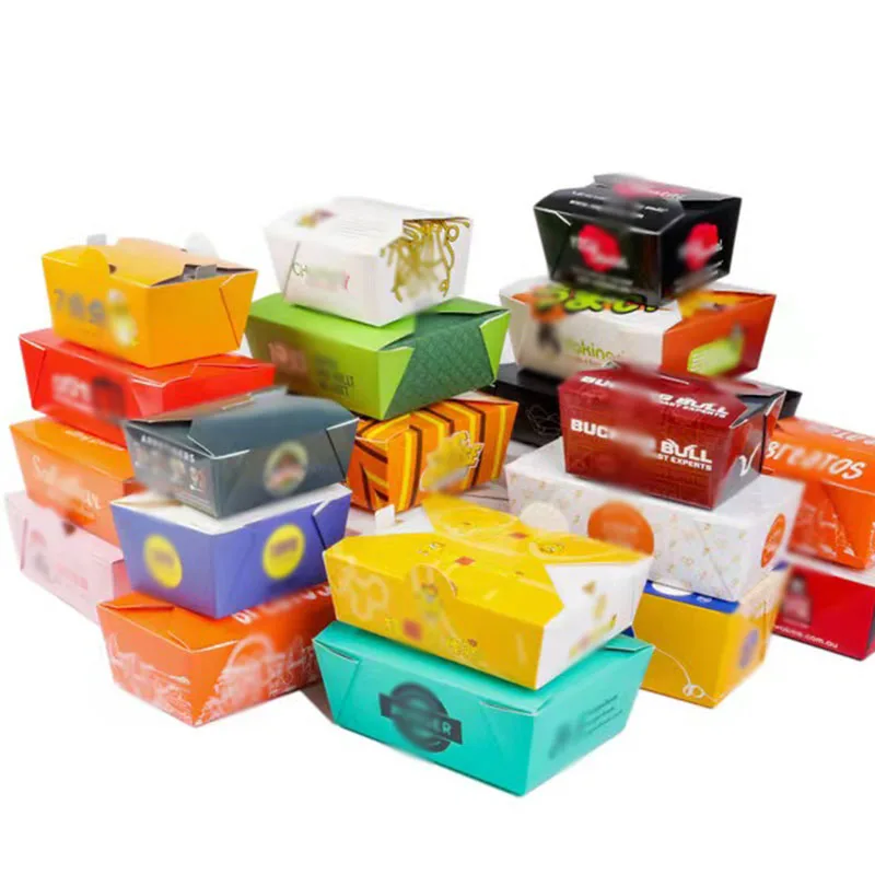 Wholesale Custom Logo Party Burger Brown Paper Bags Fastaway Cookie Box Chicken Food Packaging Takeaway Boxes