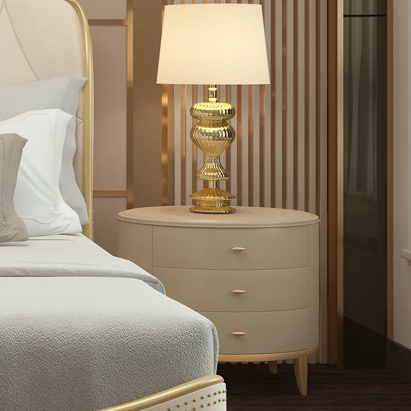 Luxury modern display bedside wood white end table with two drawer modern bedroom night stand