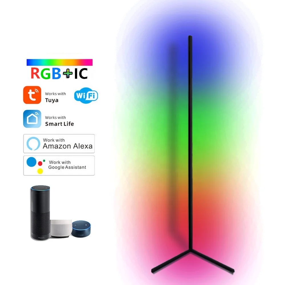 Nordic Modern RGBIC изменение цвета RGB светодиодный светильник штатив стоячий угловой напольный с дистанционным управлением и через приложение Tuya WiFi