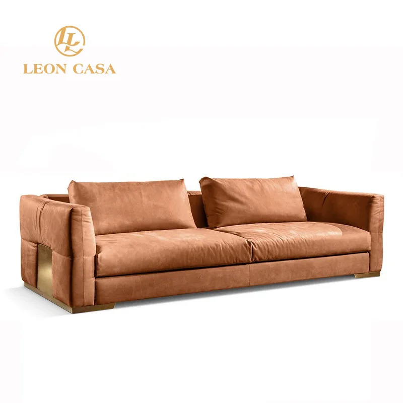 Fashionable Customized High Quality Modern Luxury Genuine Leather Italian Design Sofas Furniture