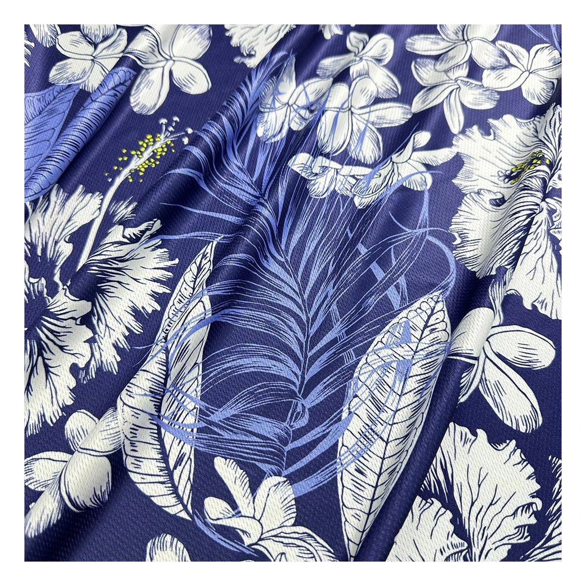 The factory outlet tropical hibiscus syriacus design knitting digital printed moisture dry fit fabric sportswear for clothing
