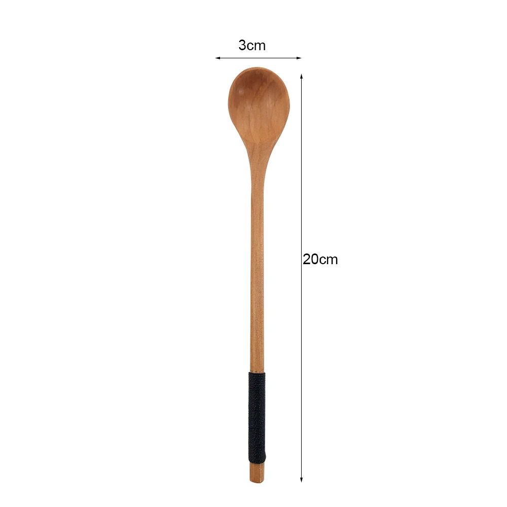 Nature food grade small wooden spoon tableware set with kitnch