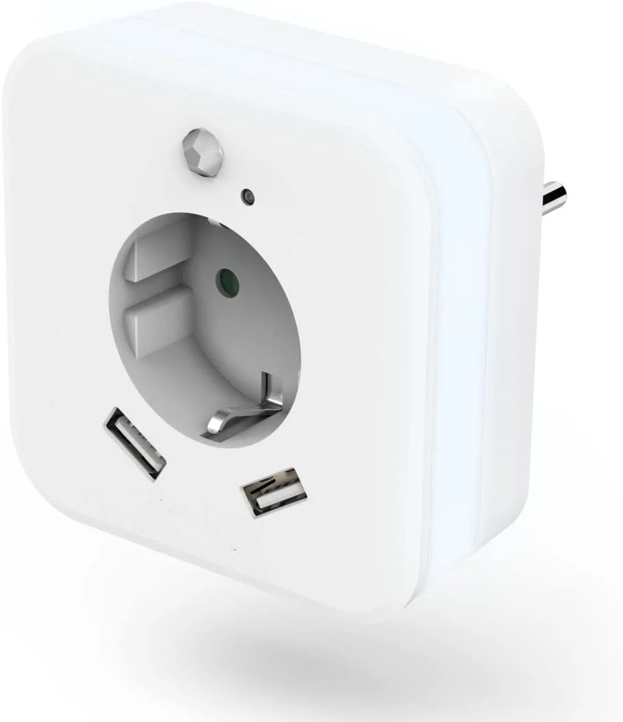 LED Night Light with Socket 2 USB Ports Socket Light with Motion Sensor and Twilight Sensor US EU UK Plug Version Available