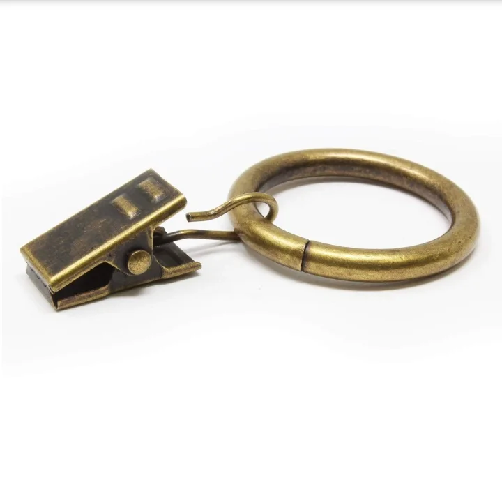 Antique Brass Metal Curtain Accessories Curtain rings hook clips for Shower Curtain Ring