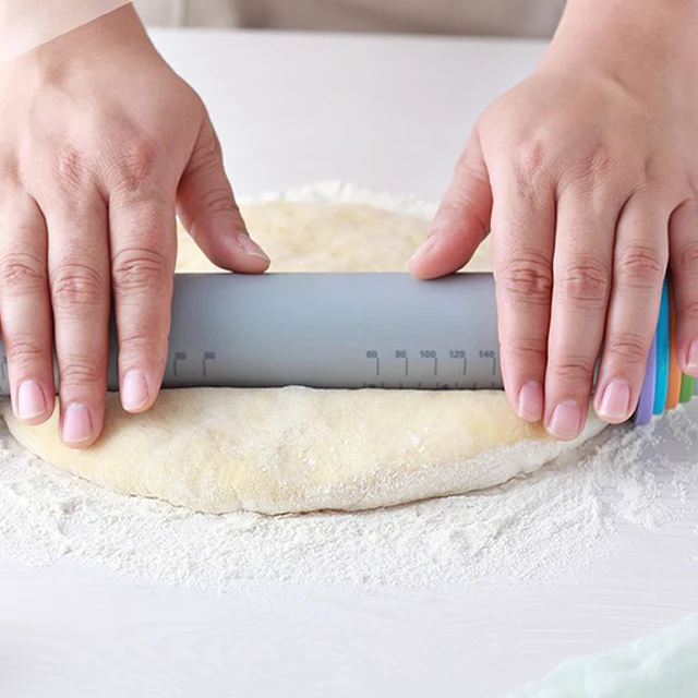 Flour wooden Rolling Stick with Adjustable Scale Food Grade Silicone Rolling Pin gun pastry tools bakers