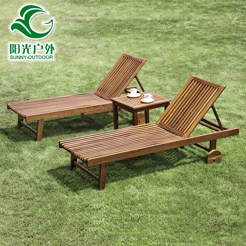 Sun Beds Outdoor Furniture Wooden Lounger  Chair  Beach Lounger Chairs For Pool