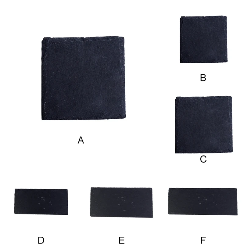 2022 Slate Dishes Stone Sushi Steak Barbecue Plate Cheese Pizza Flat Fruit Plate Black