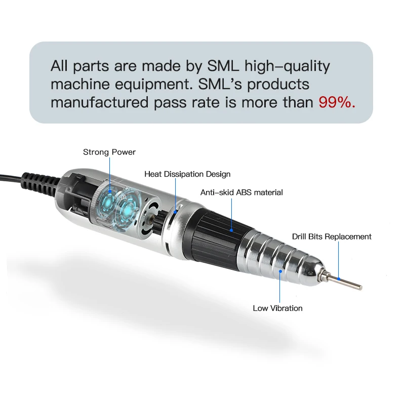 SML 2022 Factory Outlet Nail Drill Machine Low Noise Nail Drill Tool Touch Switch 35000rpm electronic Nail Drill