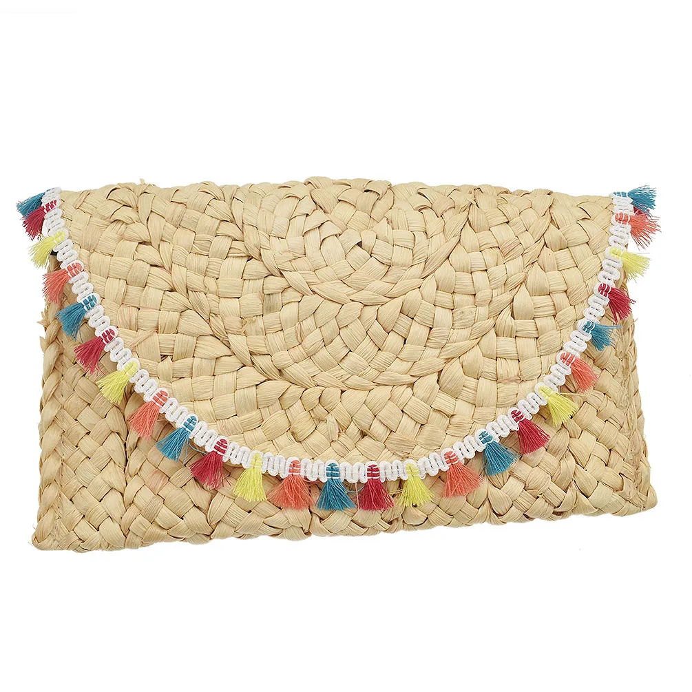 
Straw Clutch Handbag Women Straw Purse Envelope Bag Wallet Summer Beach Bag 