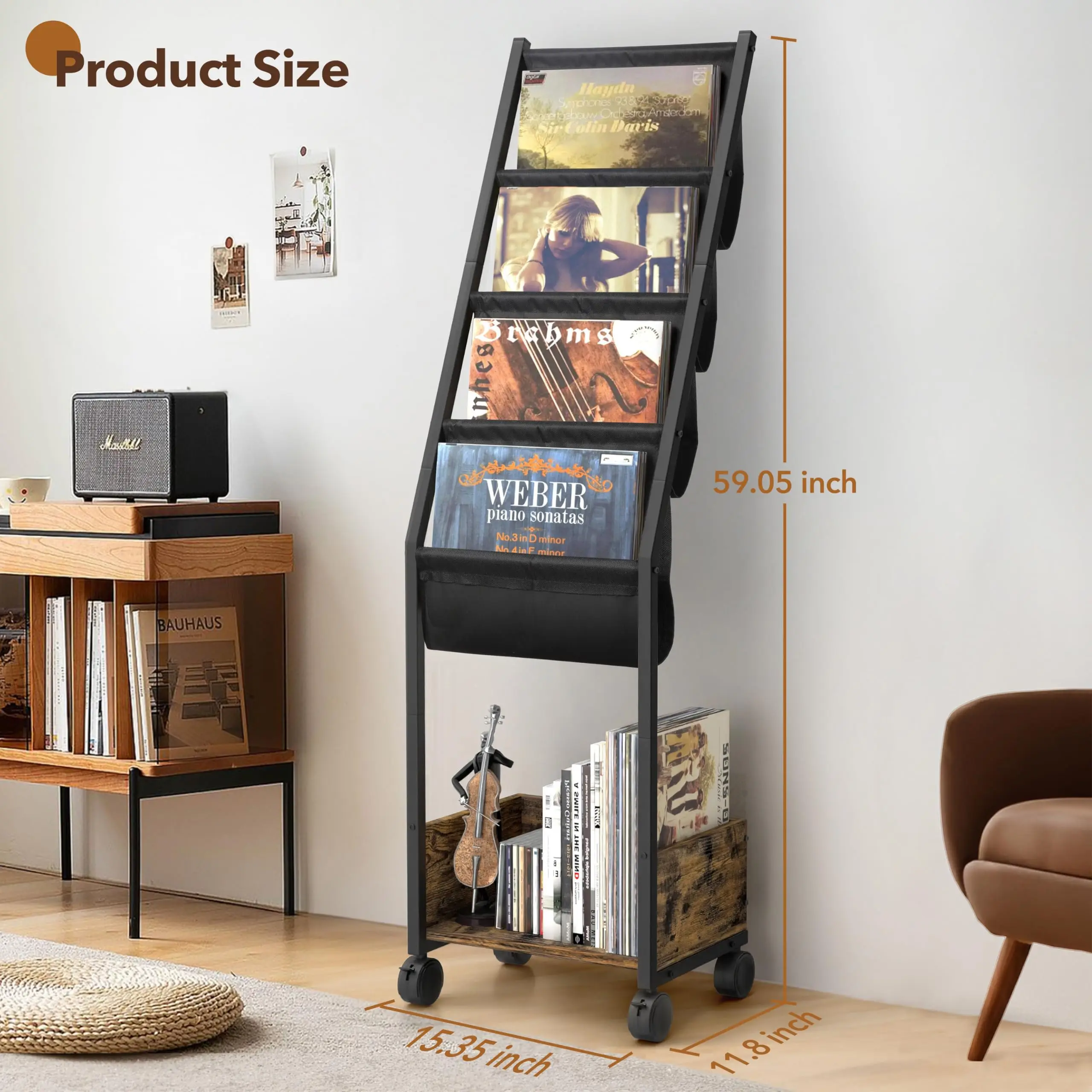 Vinyl Record Storage Record Holder Up to 150 Albums Record Stand with 4 Tier Vinyl Holder Display Shelf