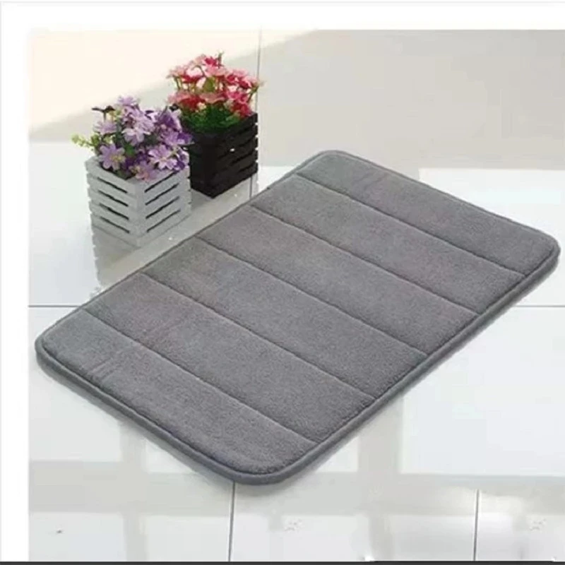  Home Bath Mat Coral Fleece Bathroom Carpet Water Absorption Non-slip Memory Foam Absorbent Washable Rug Toilet