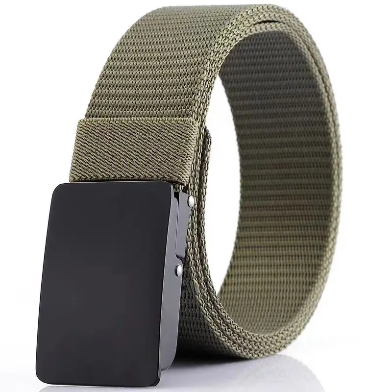 Nylon Web Belt  Wholesale Custom Automatic Buckle  No Holes Fashion  Nylon Canvas Stretch belt for men