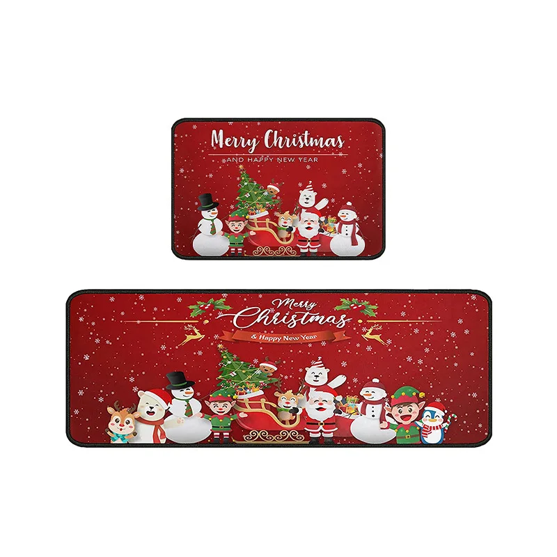 2024 Christmas Cartoon Doormat Reversible Kitchen Carpet for Home Hotel Washable Polyester Entrance Mat
