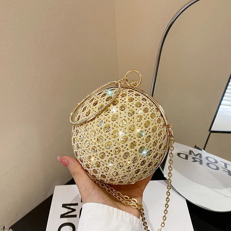New Factory Wholesale  Circular Evening clutch Bag Crystal Dinner Party Wedding Purses and handbag luxury Designer shoulder bag