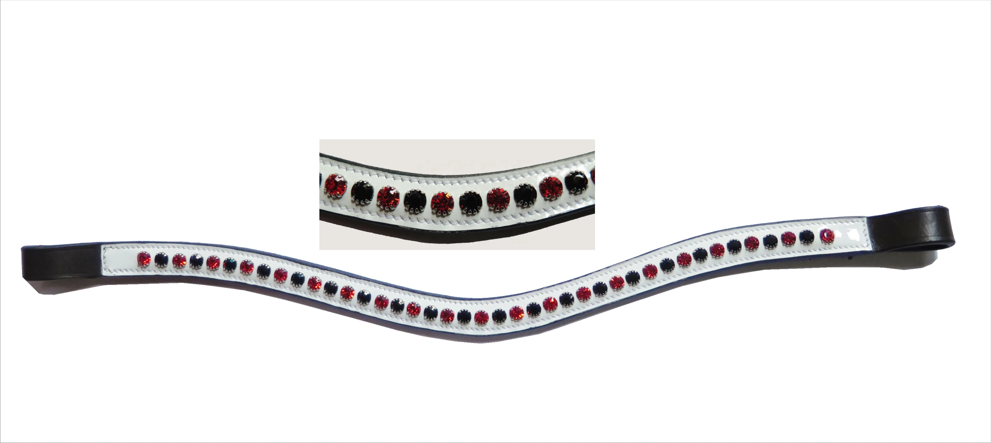 Top Quality Equine Bling Genuine Leather Horse Brow band With Attached Crystal