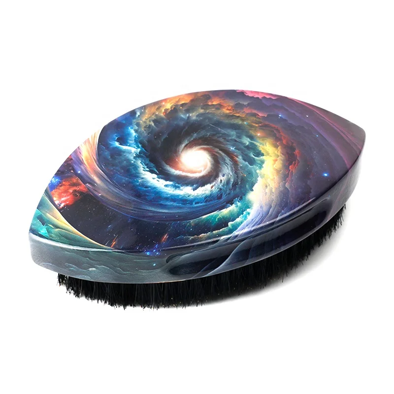 Abeis Custom Design  Medium Hard Bristle Brush Wood Handle Boar Bristle Hair 360 Wave Brush