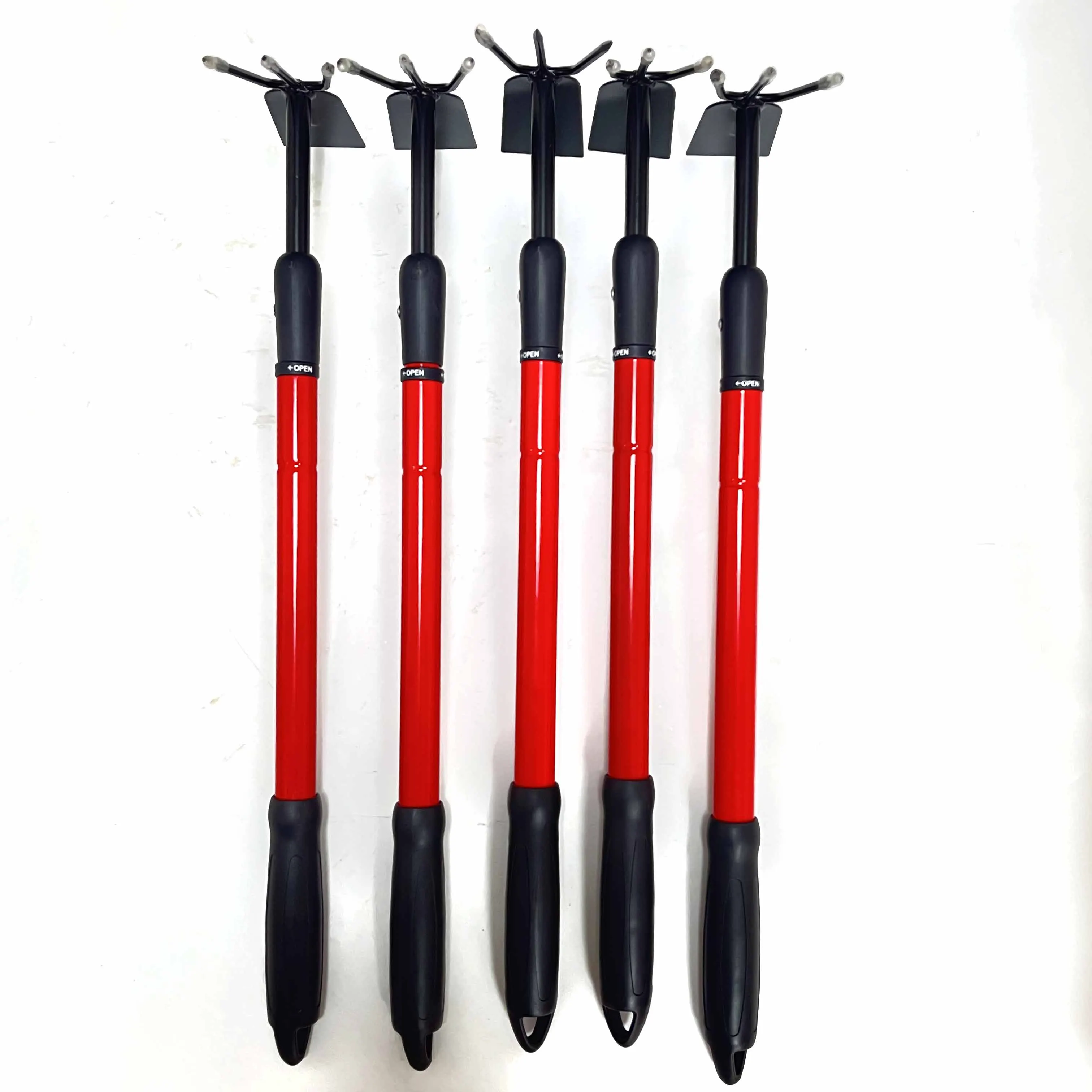 Portable retractable dual-use rake red rod with comfortable non-slip grip Gardening tool for planting flowers and turning soil