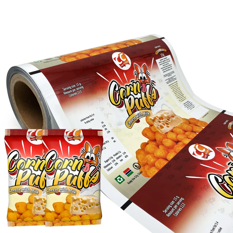 Plastic company customize chips packaging biscuit sachet packaging laminated rolls polypropylene film roll