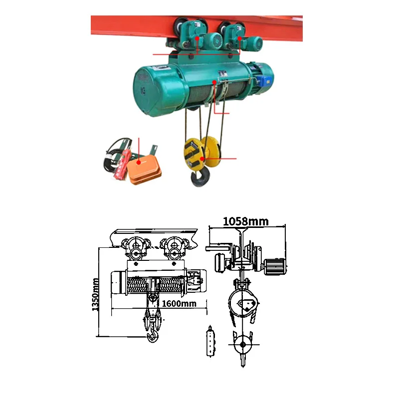 10 Ton Electric Cable Hoist for crane lifting