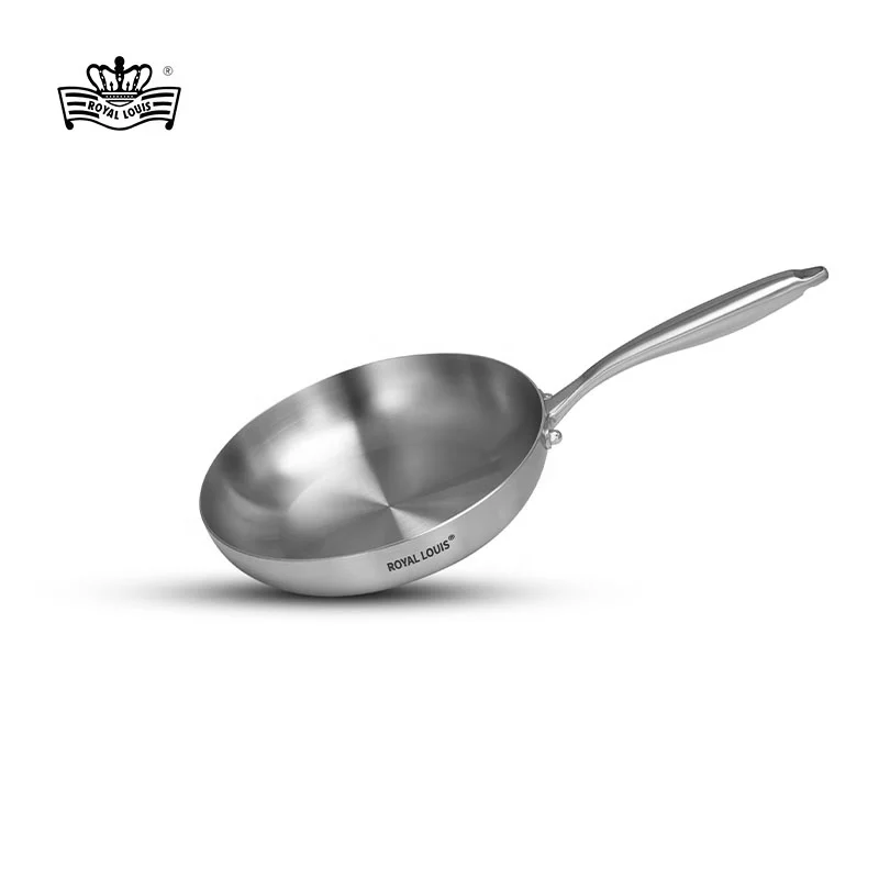 Frying Pan Tri-Ply Stainless Steel Pan Professional Grade for Cooking Pan Non Toxic Cookware Induction Stove Oven Safe