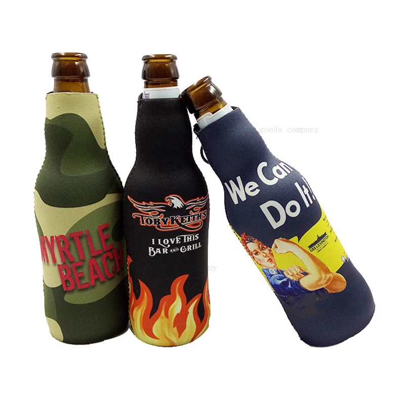 Zip-up Bottle Jacket Beer Bottle Can Cooler Sleeves 12OZ Custom Neoprene Drink Bottle Holder