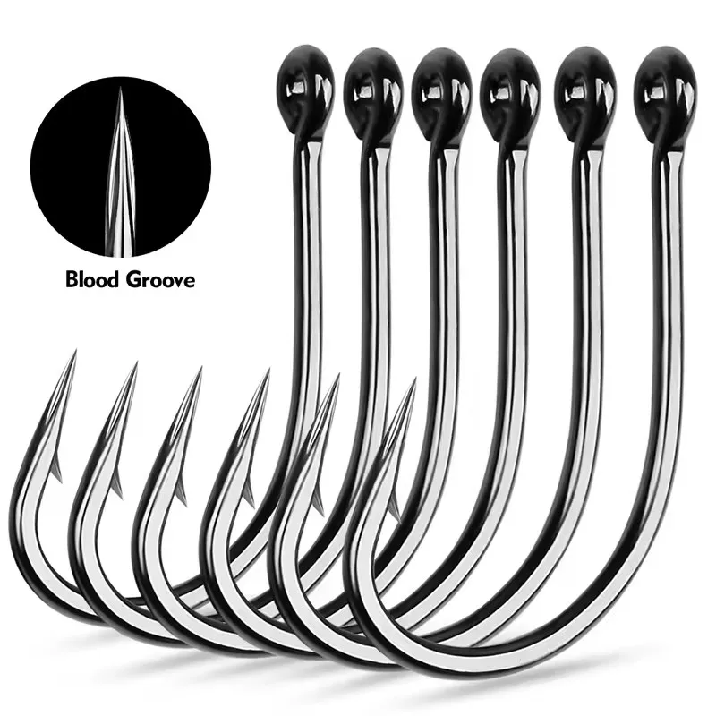 100pcs/bag 1# 2# 4# 8# High Carbon Steel Single Hook Black Nickel Hooks With Barb fishing accessories