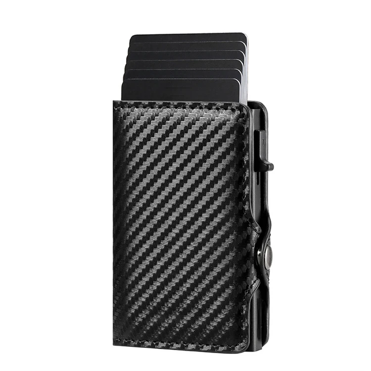 2024 Hot Sale Metal Box Carbon Fiber Wallet RFID Pop Up Buckle Card Holder