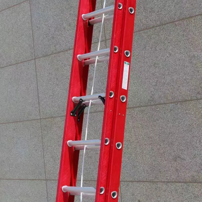 FRP insulated two sections Extension Fiberglass D-rung  Extension Ladder for electricity working