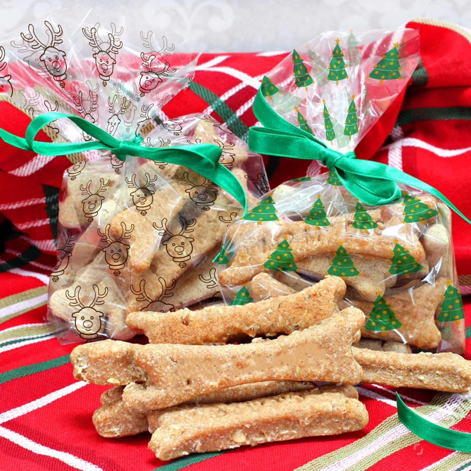 100 pieces Christmas popcorn clear treat bags goodies clear cellophane bags with 100 pieces twist ties