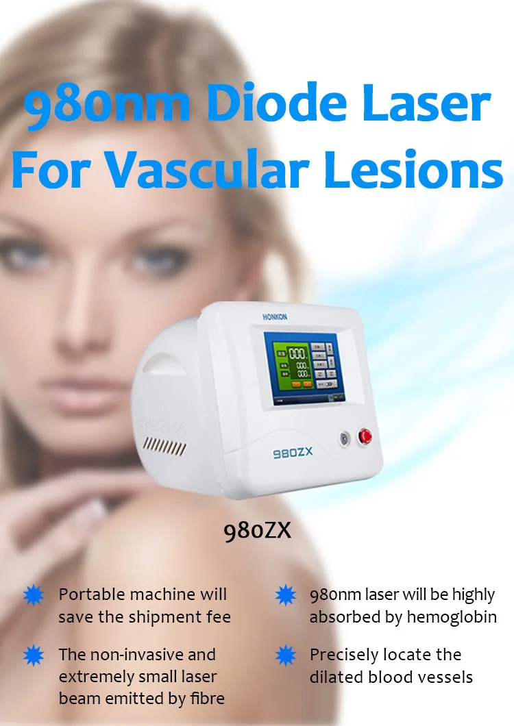 2022 HONKON 908nm skin treatment 15w diode laser for vascular removal Portable 1064nm & 532nm Q-switched machine